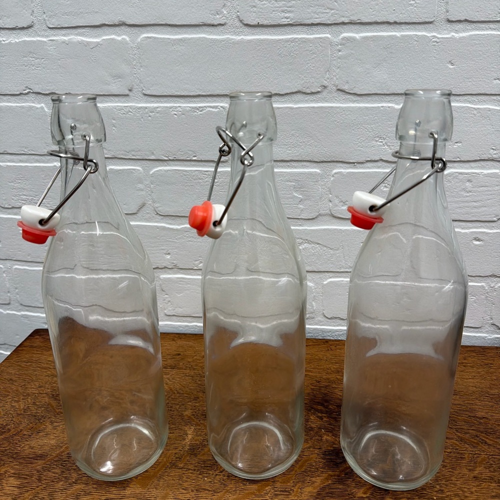 Glass Swing Top Bottles with Red Accents